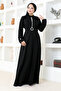 Black Belted Evening Dress - SHD5326 - 3