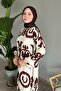 Single Color Patterned Bitter Brown Viscose Dress - 5