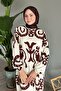 Single Color Patterned Bitter Brown Viscose Dress - 2