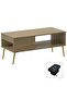 Modern Coffee Table with USB Port, Storage Shelf, Grey Bardolino Oak - Stylish & Durable
