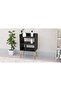 Modern Night Stand with USB A/C Ports & 3 Open Shelves - Black, Easy Assembly - 4