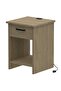 Grey Oak Night Stand with USB Ports, Open Shelves, Drawer & Easy Assembly