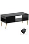 Modern Black Coffee Table w/ USB Port & Storage - Ideal for Living Room, Study, Office