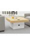 Modern Coffee Table, Square, USB Port, Durable, Easy Maintenance - Coco Bolo & White - 4