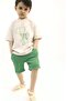 Elephant Stone Color T-Shirt and Green Muslin Shorts Set TYE0031 - 4