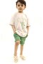 Elephant Stone Color T-Shirt and Green Muslin Shorts Set TYE0031 - 6