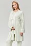 Women's seafoam green design summer 100% cotton maternity & postpartum robe & pajama set - 3 piece set