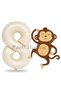 Safari Monkey Balloon 8 Years Old Balloon Set Safari Concept Cute Monkey Balloon and Cream Color Number Balloon