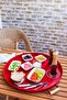 3 Piece Metal Tray with Wooden Handles Tea Tray Coffee Tray Presentation Tray Set (RED,GREEN,WHITE) - 5