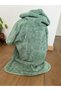 Green Cotton Velvet Short Sleeve Poncho / Children's Beach and Bath Towel 4-6 Years Old - 3