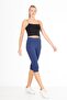 Super Quality Indigo Combed Cotton Lycra Below Knee Capri Leggings High Waist - 8