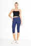 Super Quality Indigo Combed Cotton Lycra Below Knee Capri Leggings High Waist