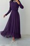 Purple Chiffon Hijab Evening Dress - Lace Skirt and Stone DeTail - 2