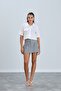 Women's White Crop Terikoton Fabric Buttoned Covered Shirt - 5