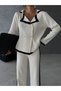 Women's Knitwear Suit 4 Buttons Cream - 5
