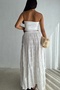 Women's White Elastic Waist Slit Long Skirt - 4