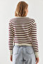 Women's Ecru Burgundy Striped Sweater 20247506 - 5