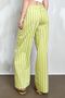 Oil Green White Striped 100% Cotton Elastic Waist Trousers 27370 - 4