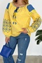 Women's Yellow Tassel Detailed Embroidered Balloon Sleeve Cotton Blouse - 6