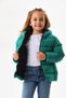 Girl's Green Filled Inner Fleece Hooded Winter Inflatable Children's Coat