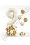 Beige Number Foil and Chrome Pastel Balloon Set Age 9