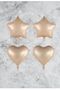Sand Beige Color Star Heart Foil Balloon Set