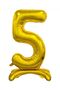 5 Gold Color Footed Number Foil Balloons 76 cm
