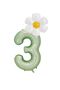 Bal10 3 Years Old Water Green Color Number and Daisy Foil Balloon Set