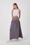 Maxi Length Crush Skirt with Ornamental Pocket Detail and Side Zipper - 6