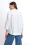 100% Cotton Front-Back Difference Hidden Pad Collar 3/4 Sleeve Back Robo Gather Detailed Women's Shirt - 3