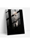 Contemporary Glass Print, Oppenheimer Portrait, Oppenheimer, Black and White Portrait