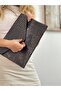 100% Genuine Leather Handmade Brown Gold Patterned Envelope Handbag Leather Portfolio Leather Clutch - 5