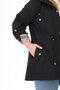 Women's Water Resistant Plus Size Trench Coat Hooded Plaid Black Trench Coat Bonded Fabric Araboy Trench Coat Black - 6