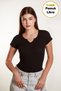 Women's Basic Ribbed Lycra V Neck Sleeve Tshirt Tank Top Blouse