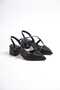 Black Glitter Heeled Women's Shoes Lf854 - 4