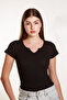 Women's Basic Ribbed Lycra V Neck Sleeve Tshirt Tank Top Blouse - 3