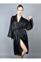 Dressing Gown Kimono Black Satin