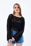 WOMEN'S KNITWEAR BELLY HOLE CROP SWEATER BOLERO BLUZ BOAT NECK - 3