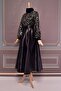 Asm2537 Model Satin Evening Dress - Belted and Gold - 2