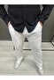 Men's White Summer Wrinkled Fabric Relaxed Fit Trousers - 3