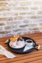 Metal 4 Piece (51 37 45 30 Cm) Round Tray Set with Black Wooden Handles, Breakfast Tray - 4