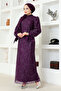 Plum Glitter Evening Dress - MSL6568 - 2