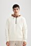 Modern Fit Hooded Half Zipper Kangaroo Pocket Basic Plain Sweatshirt A7820Ax23Au - 4