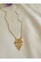 Gold Color Elegant Chain Shiny Stone Detailed Tarnish Stainless Steel Serenay Necklace - 3