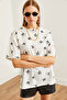 Women's Foil White Foil Printed Oversize T-Shirt Tsh-19000827 - 6