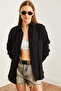 Women's Black Oversize Basic Muslin Shirt Gml- 19001217 - 3