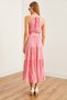 Women's Pink-White Halter Neck Belted Woven Viscon Dress Elb- 19001548 - 7