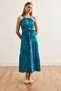 Women Green Cobalt Blue Halter Neck Belted Woven Viscon Dress Elb- 19001548 - 5