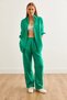 Women's Grass Green Muslin Trousers with Elastic Waist Pockets Pnt- 19000279 - 3
