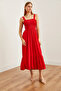 Women's Red Strap Gipeli Midi Woven Viscose Dress Elb- 19002102 - 5